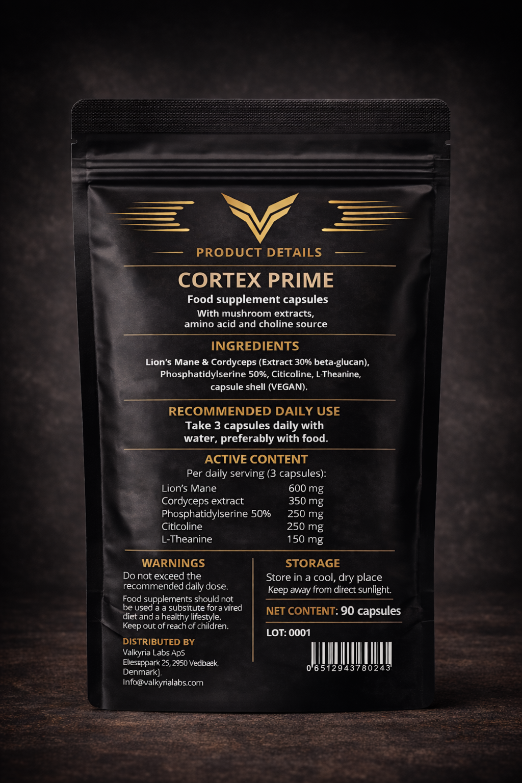 Cortex Prime bagside-label